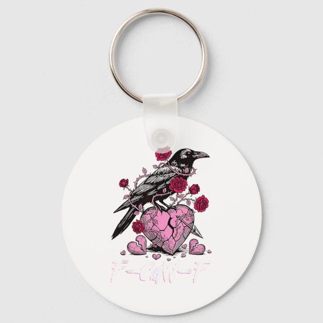 Funny Crow F-caw-f Valentines Day Black Bird Fcawf Key Ring (Front)