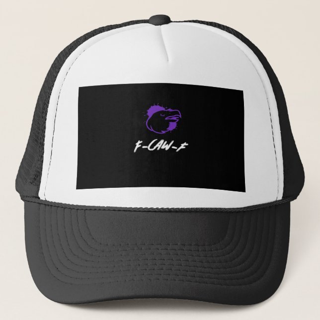 Funny Crow Logo F-Caw-F – Caws For Attention! Clas Trucker Hat (Front)