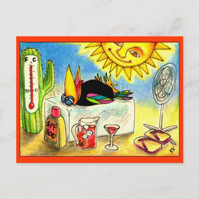 Funny Crow Summer Vacation postcard (Front)