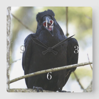 Funny Crowing Raven Wildlife-lovers Art Clock