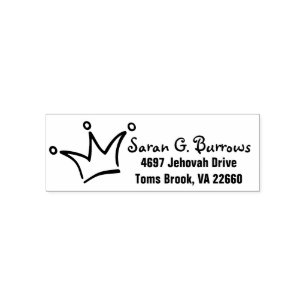 Funny Crown black + your backgr. & Name Self-inking Stamp