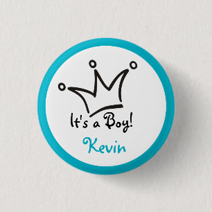 Funny Crown black + your backgr. & text 3 Cm Round Badge