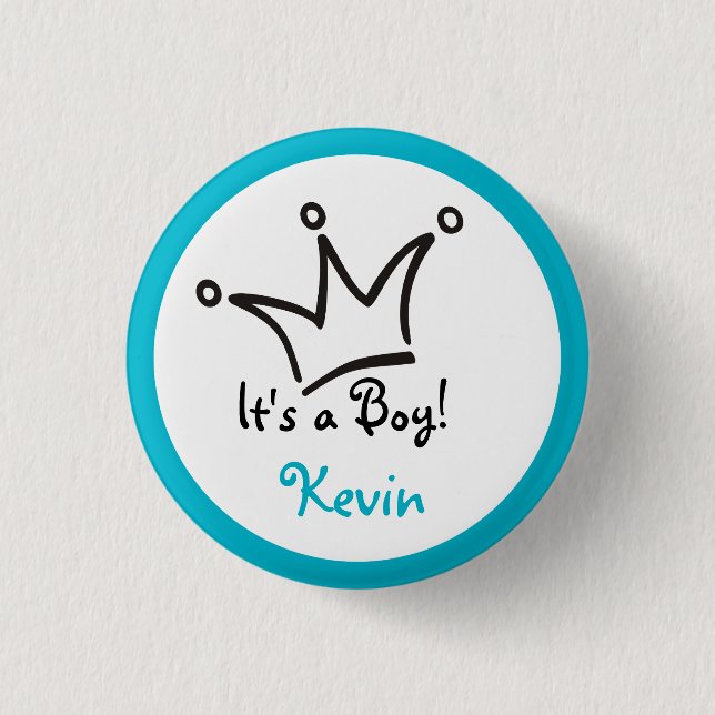 Funny Crown black + your backgr. & text 3 Cm Round Badge (Front)