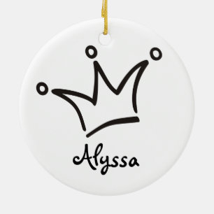 Funny Crown black + your backgr. & text Ceramic Tree Decoration
