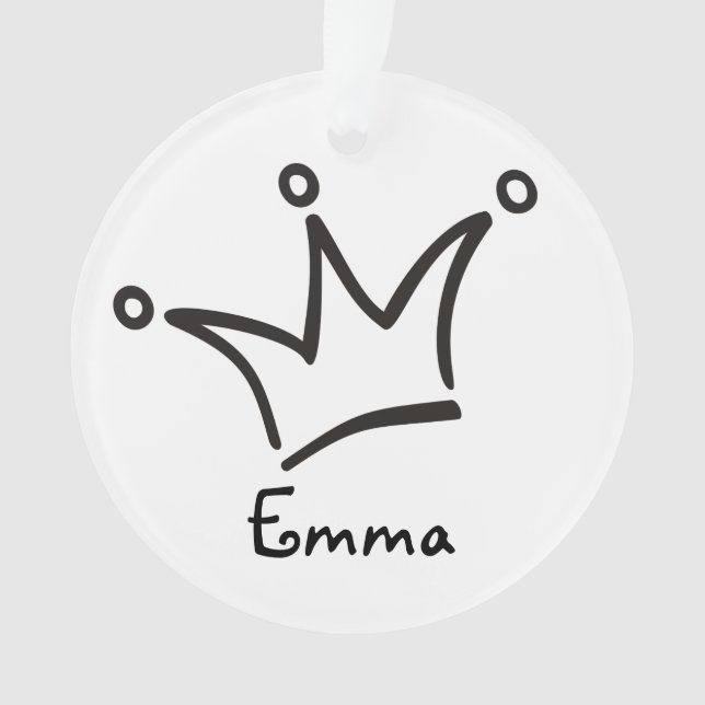 Funny Crown black + your backgr. & text Ornament (Front)
