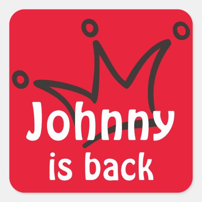 Funny Crown black + your backgr. & text Square Sticker (Front)
