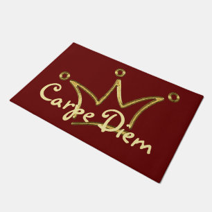 Funny Crown gold + your backgr. & text Doormat