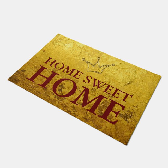 Funny Crown gold + your backgr. & text Doormat (Angled)