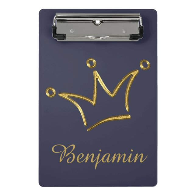 Funny Crown gold + your backgr. & text Mini Clipboard (Front)