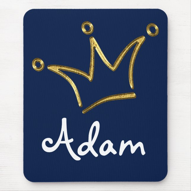 Funny Crown gold + your backgr. & text Mouse Pad (Front)