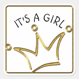 Funny Crown gold + your backgr. & text Square Sticker