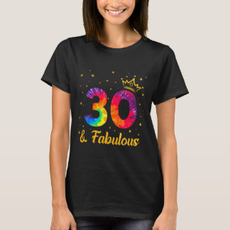 Funny Crown Tie Dye 30th 30 Years Old T-Shirt