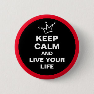 Funny Crown white & KEEP CALM + text 6 Cm Round Badge