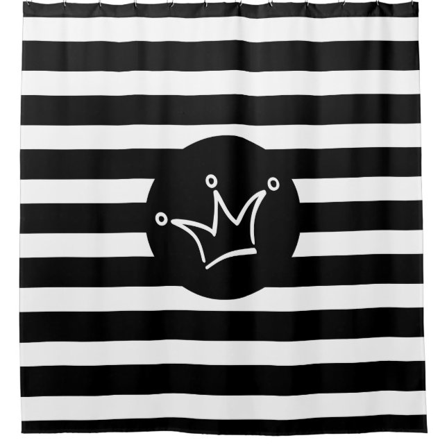 Funny Crown white + your backgr. & ideas Shower Curtain (Front)