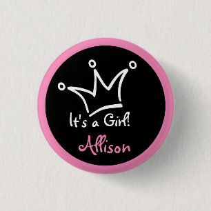 Funny Crown white + your backgr. & text 3 Cm Round Badge