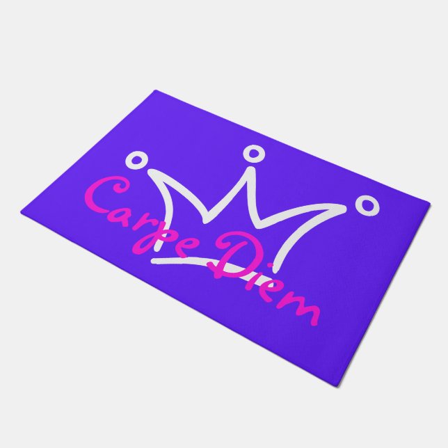 Funny Crown white + your backgr. & text Doormat (Angled)