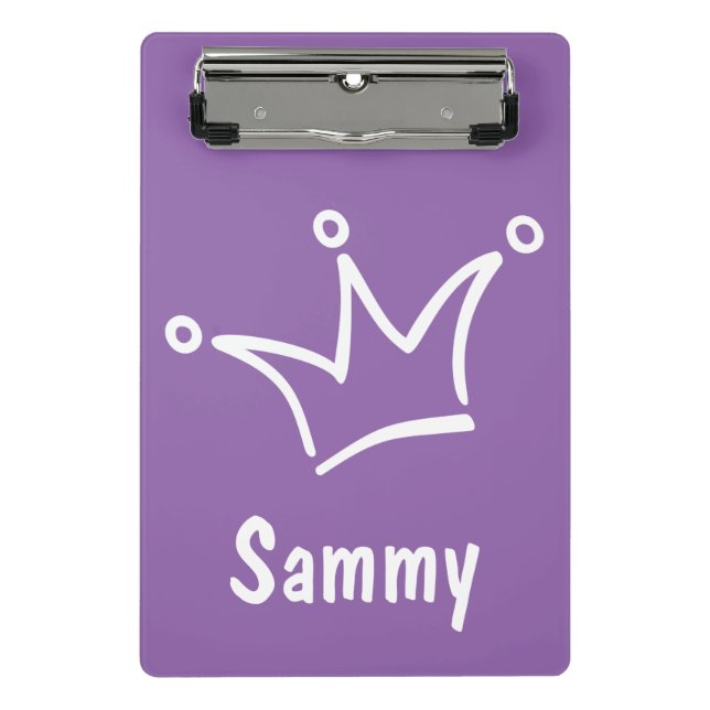 Funny Crown white + your backgr. & text Mini Clipboard (Front)