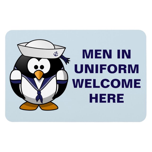 Funny Cruise Cabin Door Magnet - Men in Uniform (Horizontal)