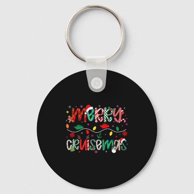 Funny Cruise Lover Merry Cruisemas Christmas Famil Key Ring (Front)