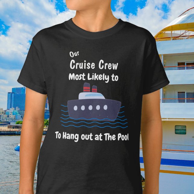  Funny Cruise Pool  Kids Black Personalise T-Shirt (personalize for your child)