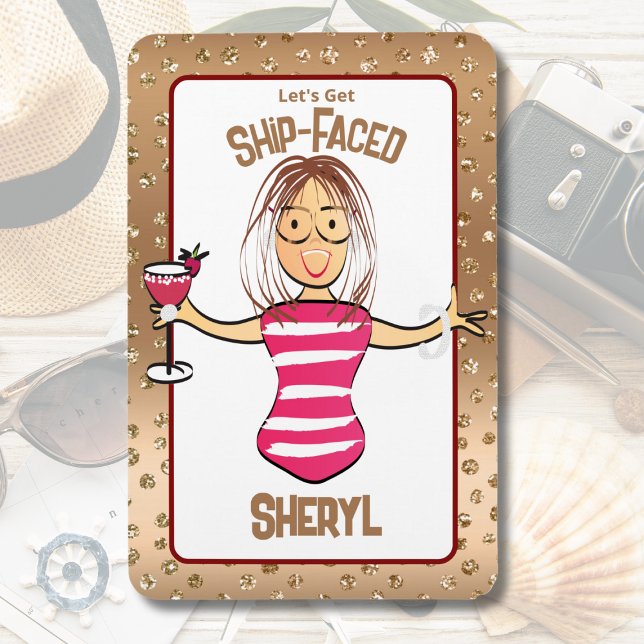 Funny Cruise Ship Cartoon Sign For Her  Magnet (Creator Uploaded)