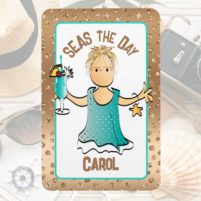 Funny Cruise Ship Door Seas the Day Rose Gold Magnet (Creator Uploaded)