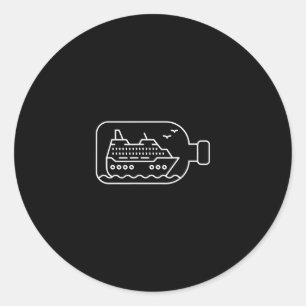 Funny Cruise Ship In A Bottle Illustration  Classic Round Sticker