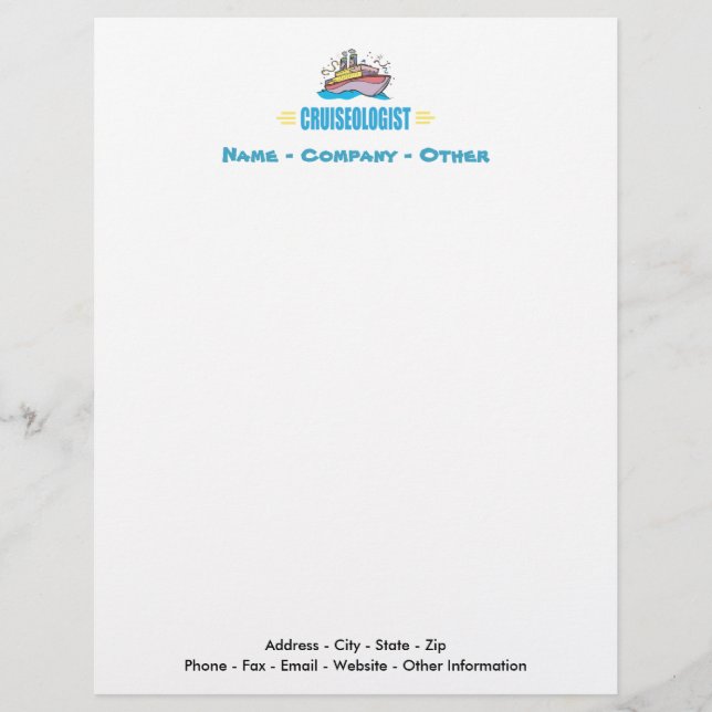 Funny Cruise Ship Travel Agency Vacation Letterhead Design (Front)