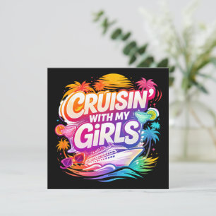 Funny Cruising with My Girls Colourful Cruise Ship Invitation