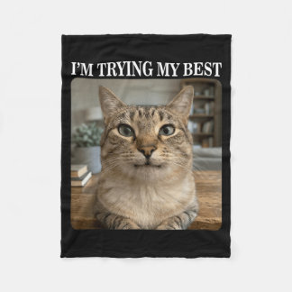 Funny Crying Cat Meme for Men Women Kids Silly Fleece Blanket
