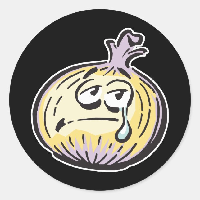funny crying onion classic round sticker (Front)