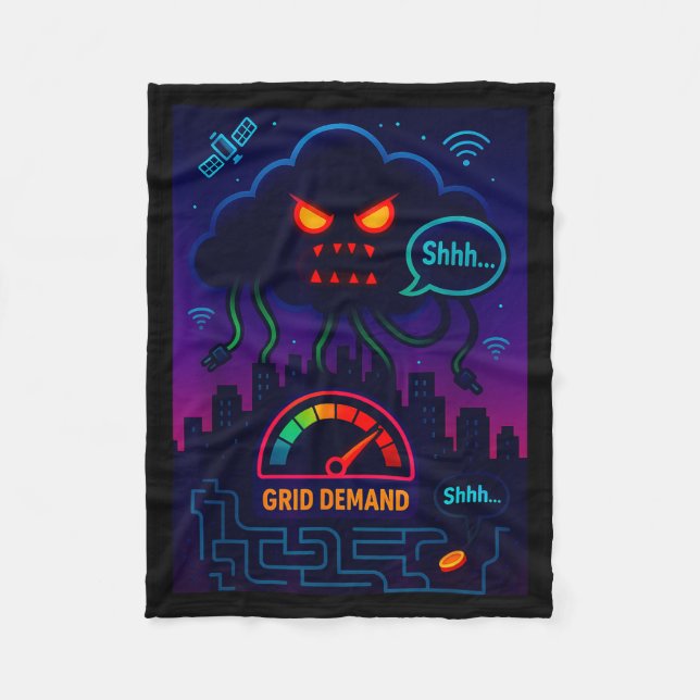Funny Crypto Energy Environmental Satire Gift  Fleece Blanket (Front)