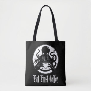 Funny Cthulhu - But First Coffee Tote Bag