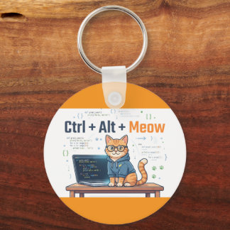 Funny Ctrl Alt Meow Cat Python Programmer Coder Key Ring