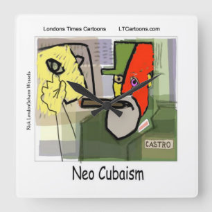Funny Cubist Castro Square Wall Clock