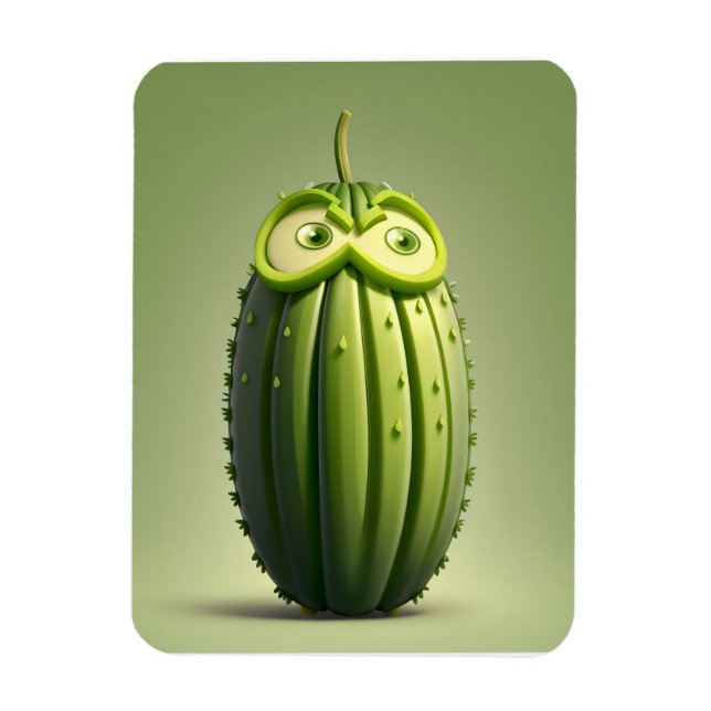 Funny cucumber character  magnet (Vertical)