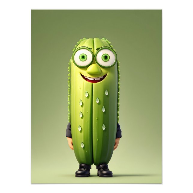 Funny cucumber character  photo print (Front)
