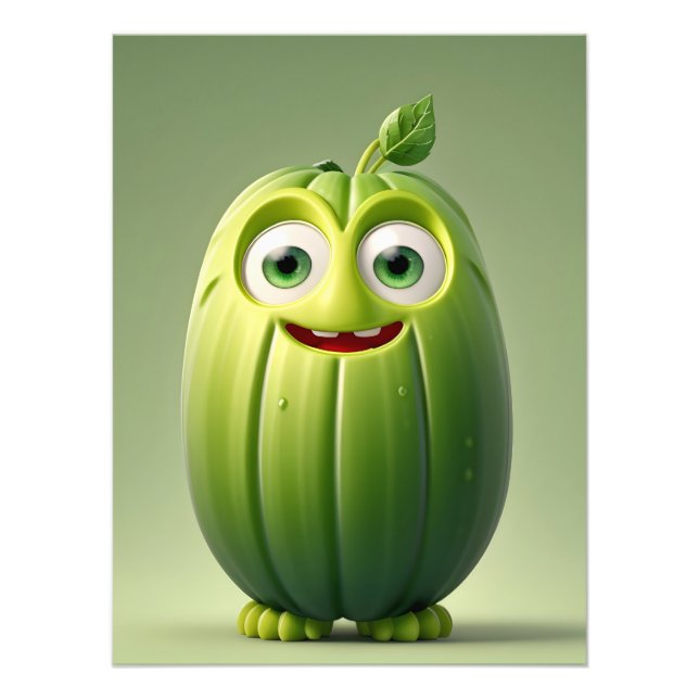 Funny cucumber character  photo print (Front)