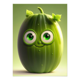 Funny cucumber character photo print