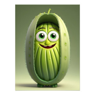 Funny cucumber character  photo print