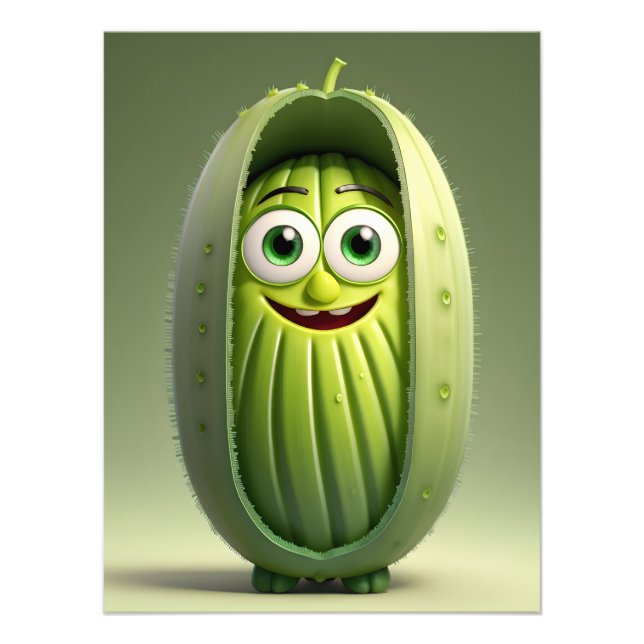 Funny cucumber character  photo print (Front)