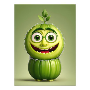 Funny cucumber character photo print