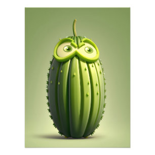 Funny cucumber character  photo print