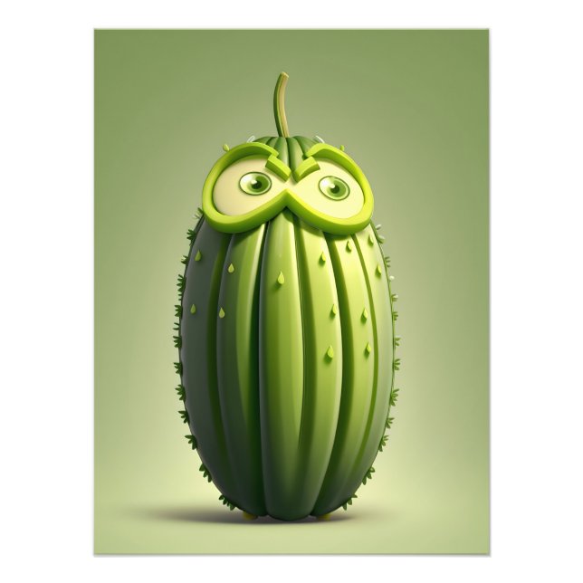 Funny cucumber character  photo print (Front)