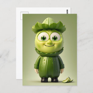 Funny cucumber character postcard