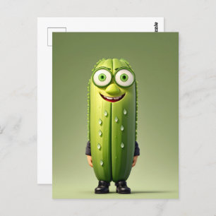 Funny cucumber character postcard