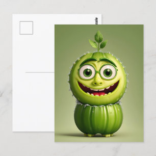 Funny cucumber character  postcard