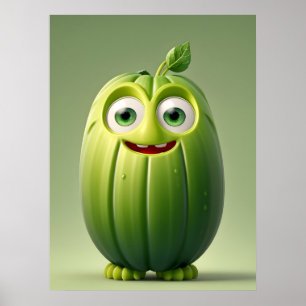 Funny cucumber character  poster