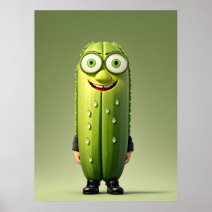 Funny cucumber character  poster