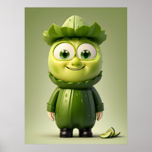 Funny cucumber character  poster